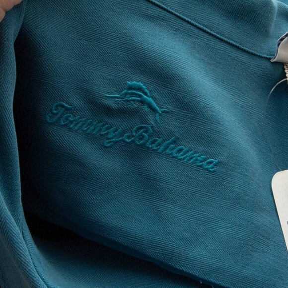 Tommy Bahama Silk Camp Shirt Hawaiian Herringbone Seagrove Blue Size 2XL NWT - Picture 3 of 7